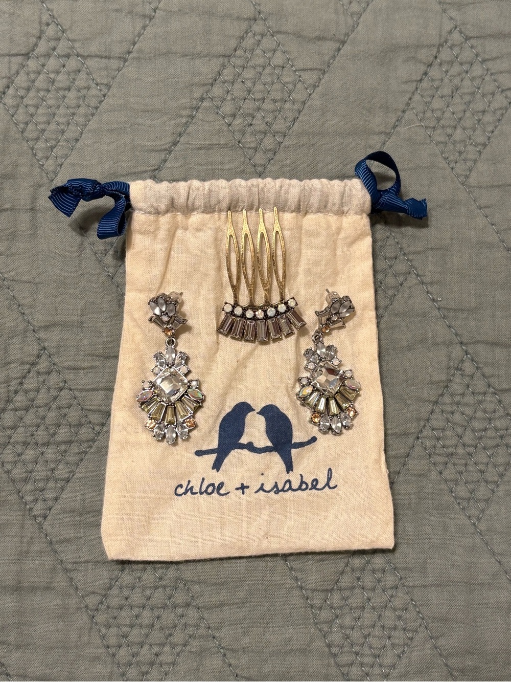 Chloe + Isabel Gold and Clear Crystal Statement Drop Earrings with Comb